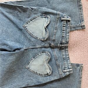 Miss Selfridge Blue Heart Pocket Straight Leg Jeans